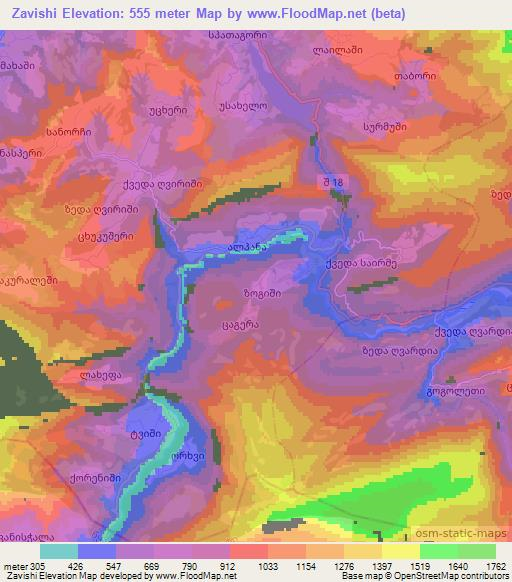 Zavishi,Georgia Elevation Map