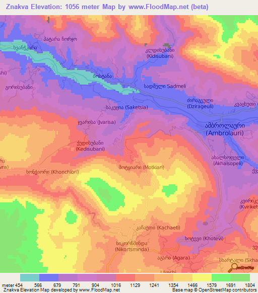Znakva,Georgia Elevation Map