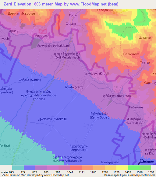 Zerti,Georgia Elevation Map