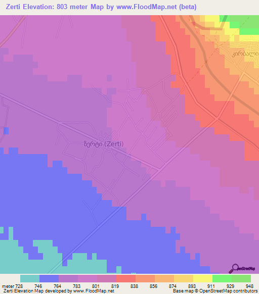 Zerti,Georgia Elevation Map