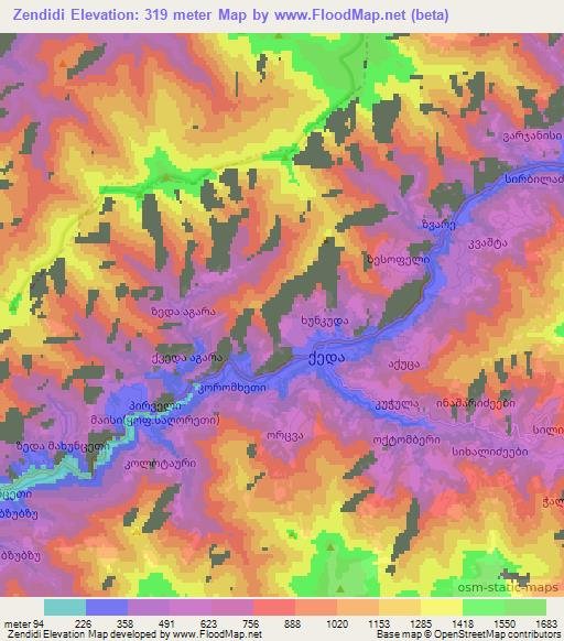 Zendidi,Georgia Elevation Map