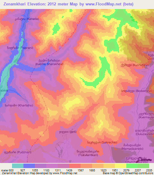 Zenamkhari,Georgia Elevation Map