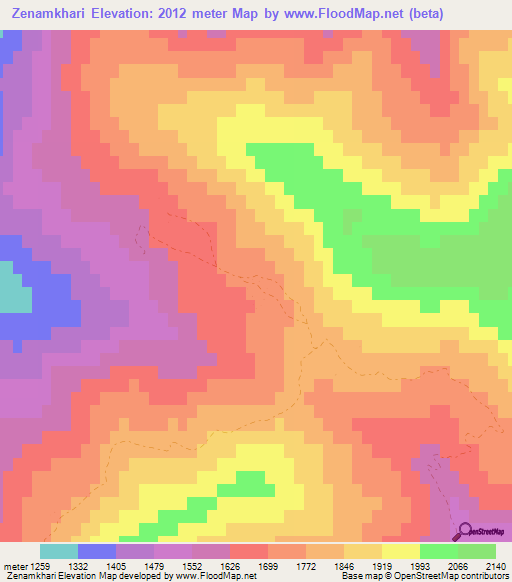 Zenamkhari,Georgia Elevation Map