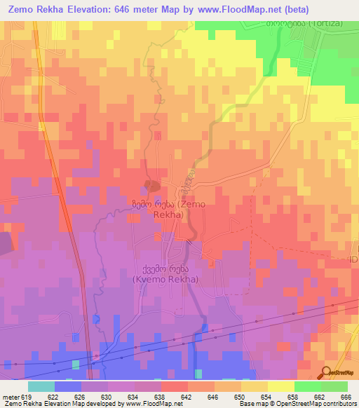 Zemo Rekha,Georgia Elevation Map