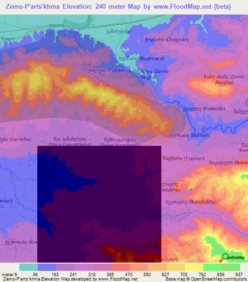 Zemo-P'arts'khma,Georgia Elevation Map