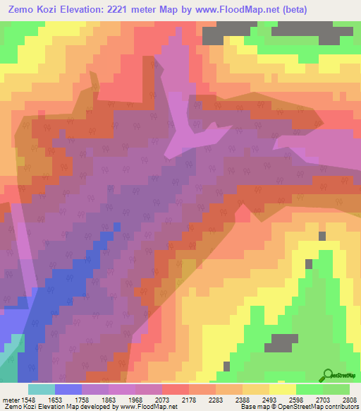 Zemo Kozi,Georgia Elevation Map