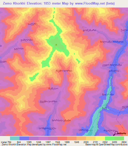 Zemo Khorkhi,Georgia Elevation Map