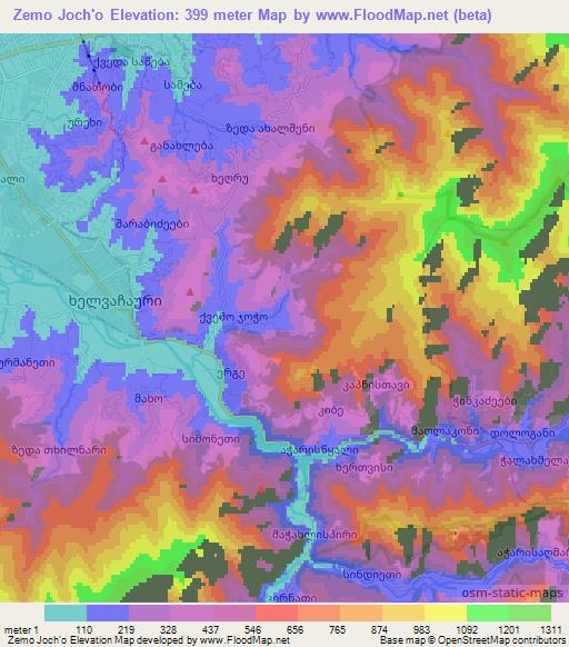 Zemo Joch'o,Georgia Elevation Map