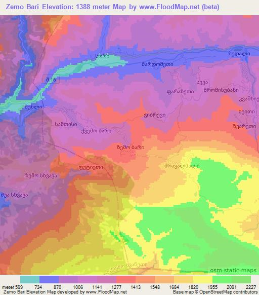 Zemo Bari,Georgia Elevation Map