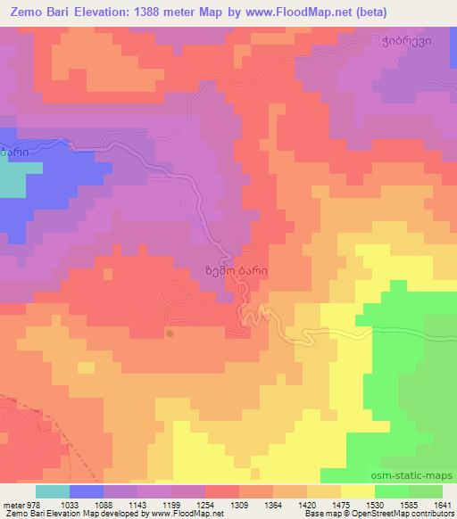 Zemo Bari,Georgia Elevation Map