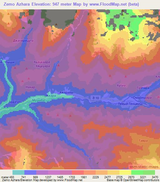 Zemo Azhara,Georgia Elevation Map