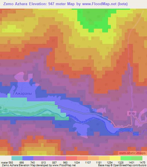 Zemo Azhara,Georgia Elevation Map