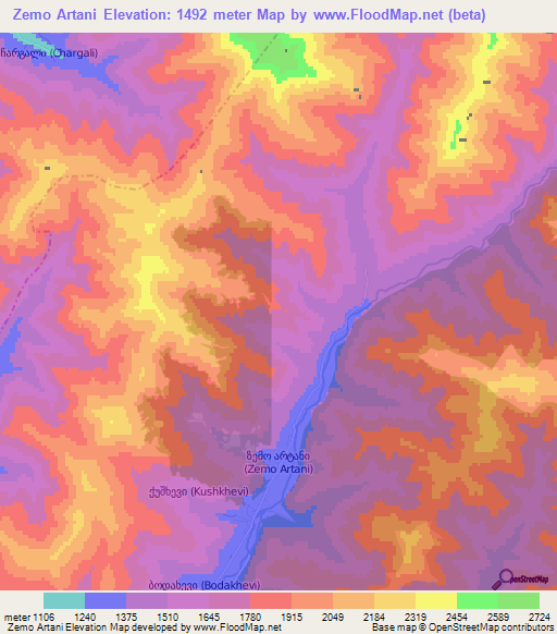 Zemo Artani,Georgia Elevation Map