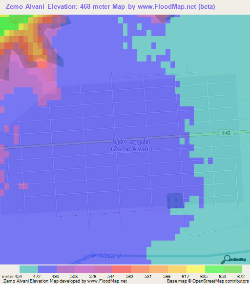 Zemo Alvani,Georgia Elevation Map
