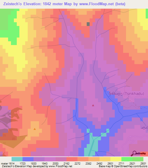 Zeistech'o,Georgia Elevation Map