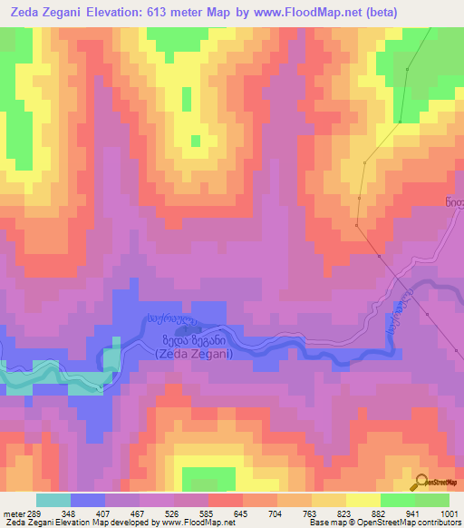 Zeda Zegani,Georgia Elevation Map