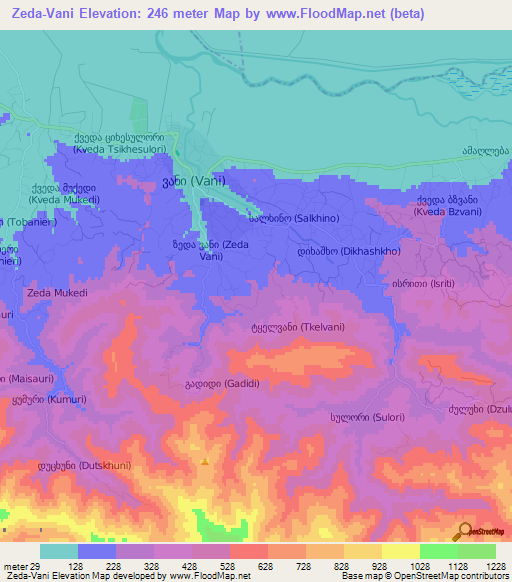 Zeda-Vani,Georgia Elevation Map