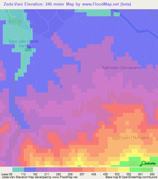 Zeda-Vani,Georgia Elevation Map