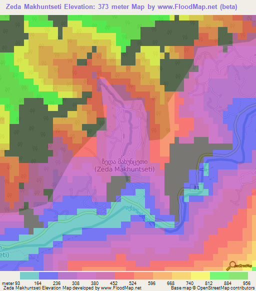 Zeda Makhuntseti,Georgia Elevation Map