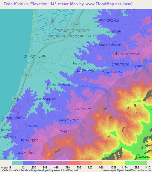 Zeda K'virik'e,Georgia Elevation Map