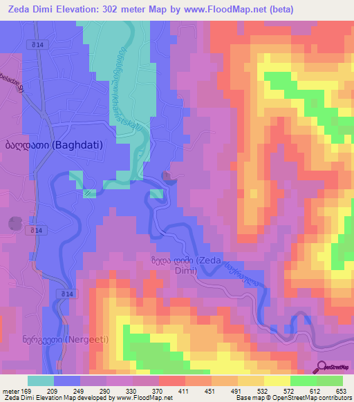 Zeda Dimi,Georgia Elevation Map