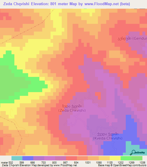 Zeda Chqvishi,Georgia Elevation Map
