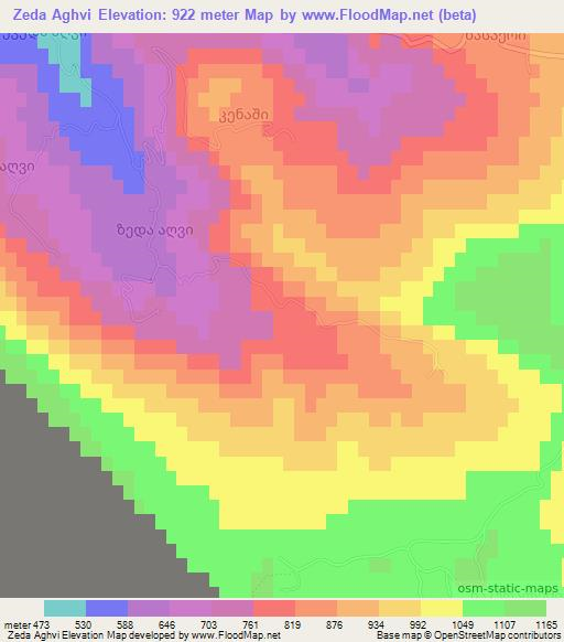 Zeda Aghvi,Georgia Elevation Map