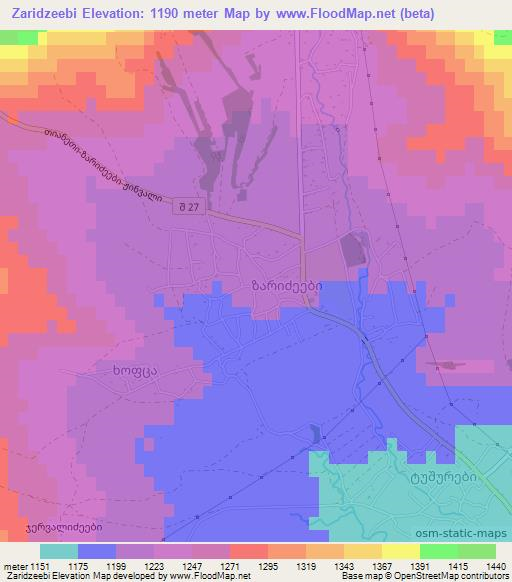 Zaridzeebi,Georgia Elevation Map