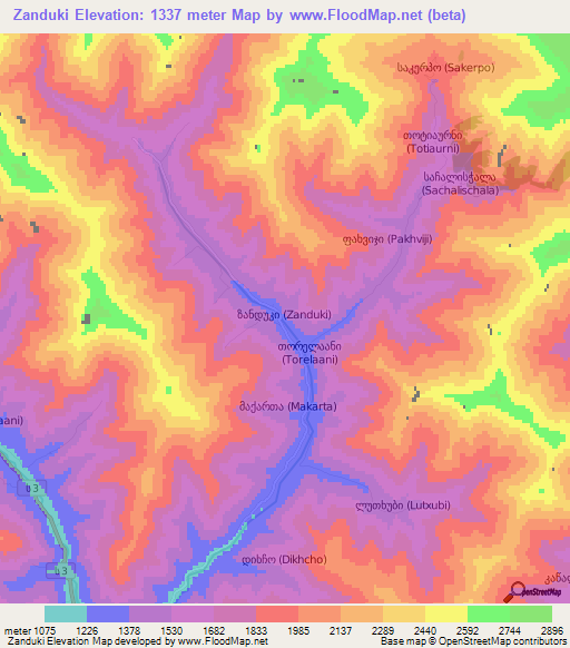 Zanduki,Georgia Elevation Map