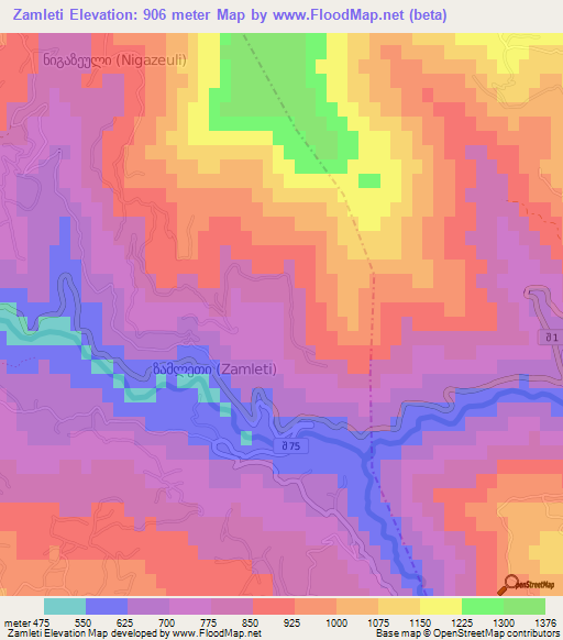 Zamleti,Georgia Elevation Map