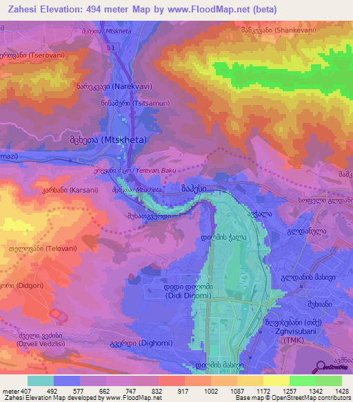 Zahesi,Georgia Elevation Map