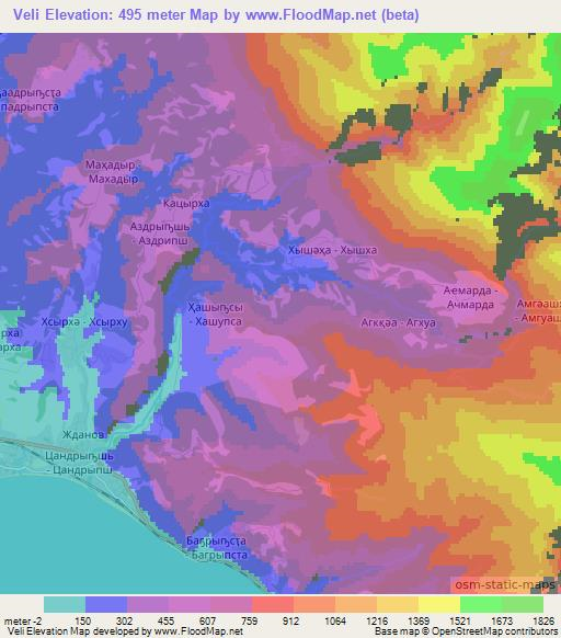 Veli,Georgia Elevation Map