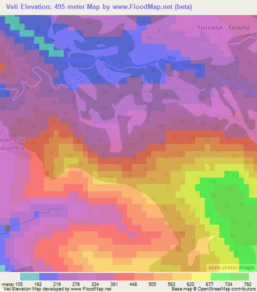 Veli,Georgia Elevation Map