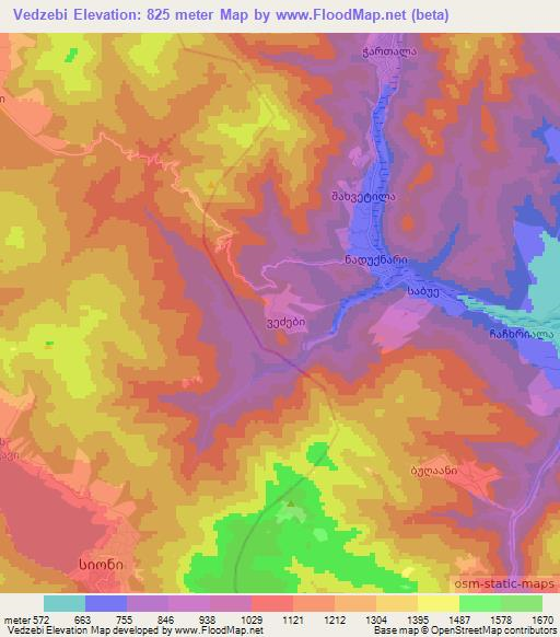 Vedzebi,Georgia Elevation Map