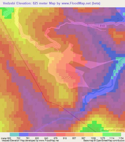 Vedzebi,Georgia Elevation Map