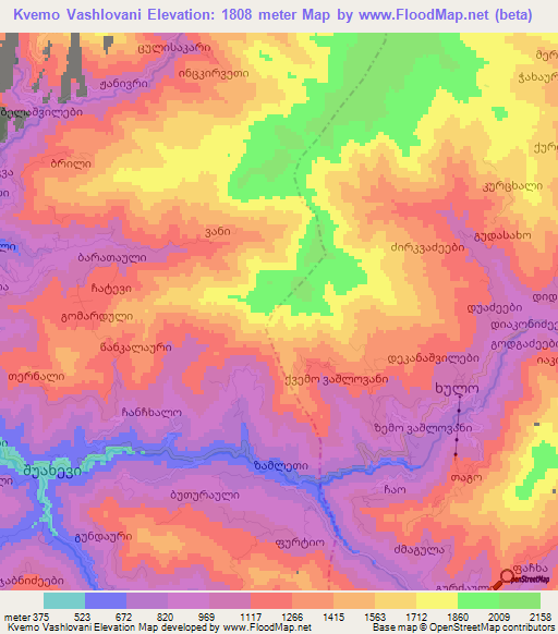 Kvemo Vashlovani,Georgia Elevation Map