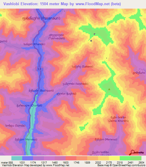 Vashlobi,Georgia Elevation Map
