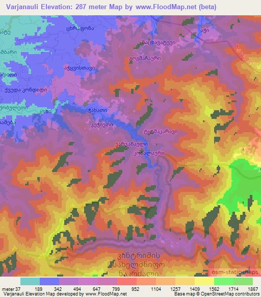 Varjanauli,Georgia Elevation Map