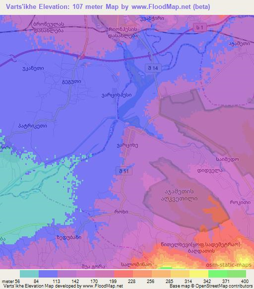 Varts'ikhe,Georgia Elevation Map