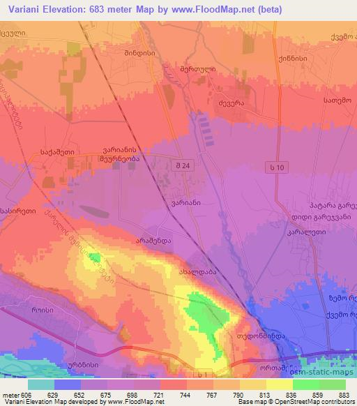 Variani,Georgia Elevation Map