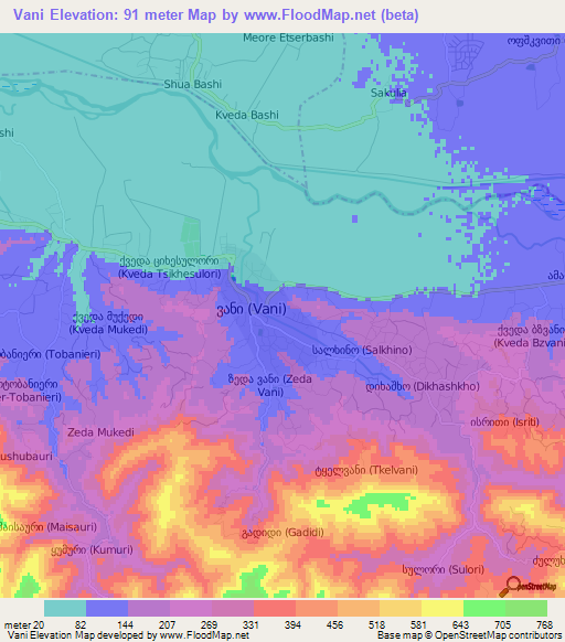 Vani,Georgia Elevation Map