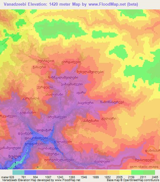 Vanadzeebi,Georgia Elevation Map