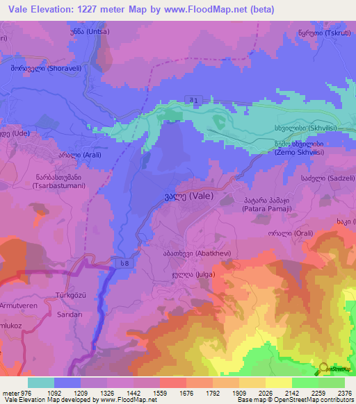 Vale,Georgia Elevation Map