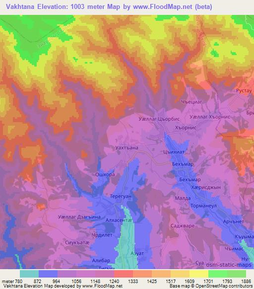 Vakhtana,Georgia Elevation Map