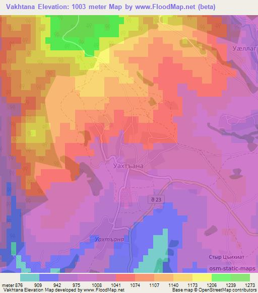 Vakhtana,Georgia Elevation Map