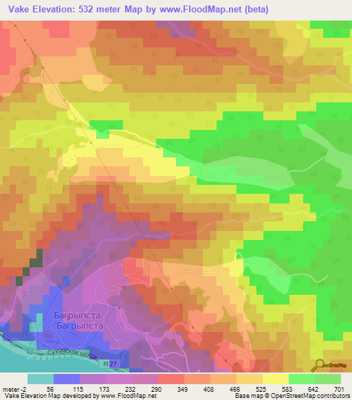 Vake,Georgia Elevation Map