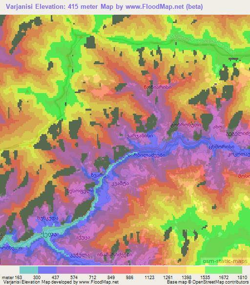 Varjanisi,Georgia Elevation Map