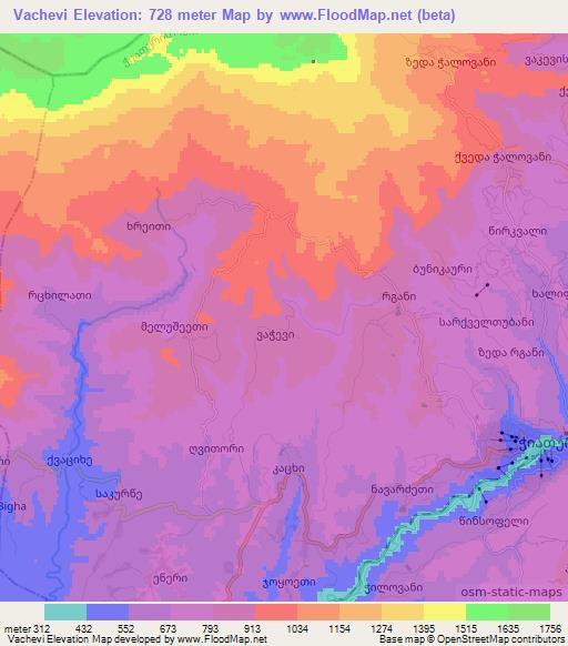 Vachevi,Georgia Elevation Map