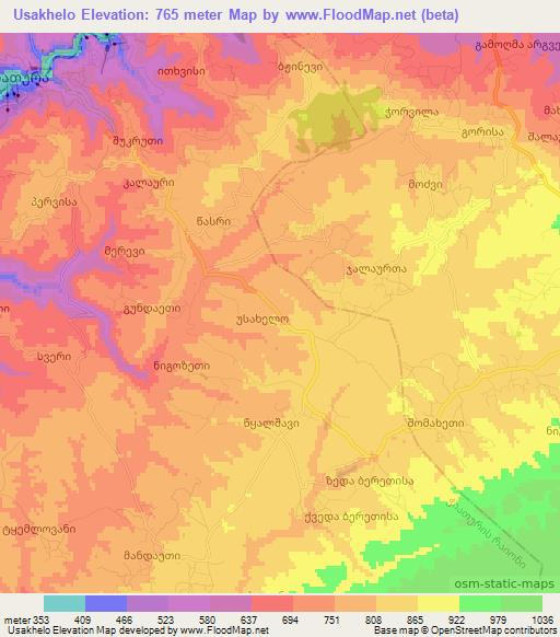 Usakhelo,Georgia Elevation Map