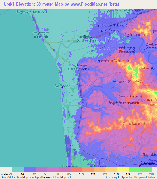Urek'i,Georgia Elevation Map
